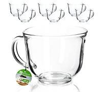 KADAX Lot de 6 verres à thé avec anse - En verre - 480 ml - Passe au lave-vaisselle - Pour boissons chaudes et froides - Pour café, jus de fruits - 480 ml