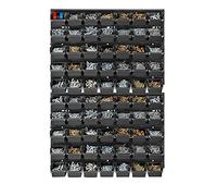 KADAX Lot de 70 Étagère Murale d'atelier, 58 x 78 cm, système de Stockage en Plastique Robuste, résistant aux UV, plaques murales Extensibles, étagère secrète pour Garage (Noir), K7717