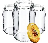 KADAX Lot de 8 bocaux de conservation, en verre, 900 ml, à insérer, utilisables comme pots à confiture, à provisions, à conserve, abeille
