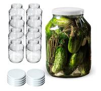 KADAX Lot de 8 bocaux de conservation en verre de 2,5 l avec couvercle à visser de 100 mm de diamètre, à insérer, grands bocaux de conservation en verre (couvercle blanc)