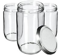 KADAX Lot de 8 bocaux de conservation ronds pour couvercle à visser, 720 ml, pour confiture, conserve, argentés K6906 8,7x8,7x15cm