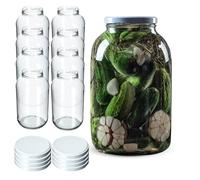 KADAX Lot de 8 bocaux de conserve 4L avec couvercle à visser de 100 mm, idéal pour les concombres, le kombucha, le kimchi, grande ouverture pour la mise en conserve, la fermentation (Couvercles blancs