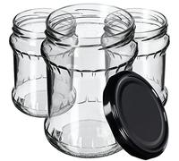 KADAX Lot de 8 bocaux en verre 500ml Ø82 Noir - couvercle à vis Twist-Off hermétique, pour conserves, cornichons, fermentation et mise en conserve