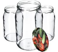 KADAX Lot de 8 bocaux en verre - 900 ml - À insérer - Peuvent être utilisés comme pots à confiture, à provisions, à conserves - Légumes