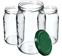 KADAX Lot de 8 bocaux en verre, 900 ml, à insérer, utilisables comme pots à confiture, à provision, à conserve, verts