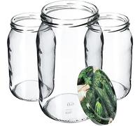 KADAX Lot de 8 grands bocaux en verre 900ml Ø82 - couvercle à vis hermétique, pour conserves, cornichons, légumes lacto-fermentés et confitures maison