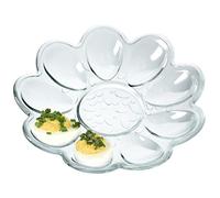KADAX Lot de 9 assiettes à œufs en verre - Diamètre : 21,5 cm - Pratique - Support à œufs robuste - En forme de fleur - Transparent