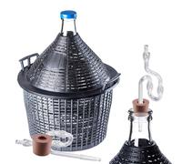 KADAX Lot de ballons en verre de 25 l, avec panier en plastique et accessoires de fermentation, bouchons en caoutchouc, tubes de fermentation, ouverture étroite, ballon à vin, bouteille, bouteille en