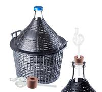 KADAX Lot de ballons en verre de 54 l, ballon de fermentation avec panier en plastique et accessoires de fermentation, bouchon en caoutchouc, tube de fermentation, ouverture étroite, ballon à vin