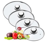 KADAX Lot de couvercles de casserole universels en verre avec poignée, résistants à la chaleur, différentes tailles, couvercle en verre pour casserole, poêle (20+24+26+28 cm, poignée en métal) K8380