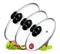 KADAX Lot de couvercles de casserole universels en verre poignée, résistants à la chaleur, différentes tailles, couvercle en verre casserole, poêle (20 + 24 + 28 cm, poignée noire brillante) K8380