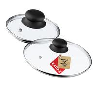 KADAX Lot de couvercles en verre, diamètre 14-30 cm, couvercle résistant à la chaleur pour casserole, poêle, couvercle de poêle avec poignée en plastique, couvercle universel (20 + 16 cm)
