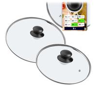 KADAX Lot de couvercles en verre, diamètre 14-30 cm, couvercle résistant à la chaleur pour casserole, poêle, couvercle de poêle avec poignée en plastique, couvercle universel (24 + 28 cm)