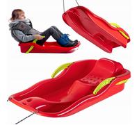 KADAX Luge en plastique, Avec freins, Luge pour enfants en plastique rouge