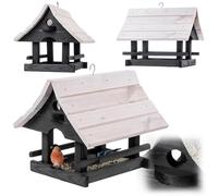KADAX Mangeoire à oiseaux à suspendre, en bois, résistante aux intempéries, pour oiseaux dans le jardin et le balcon, mangeoire pour oiseaux, mangeoire pour oiseaux, anthracite et blanc
