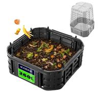 KADAX Module d'extension pour composter de jardin, système de compostage en plastique, module de compost de jardin résistant aux intempéries avec gouttières, module avec porte (260L)