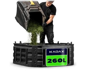 KADAX Module d'extension pour composter de jardin, système de compostage en plastique, module de compost de jardin résistant aux intempéries avec gouttières, module avec porte (260L)