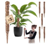 KADAX Monstera Lot de 5 tuteurs en fibre de coco (45 cm), tige de coco et bâton de mousse pour plantes d'intérieur, aide à l'escalade et support pour plantes d'intérieur et d'extérieur