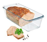 KADAX Moule à cake en verre transparent - Moule à gâteau robuste avec fond épais - Convient pour cuisinière électrique et à gaz - Longueur : 28 cm