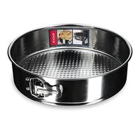 KADAX Moule à gâteau Ø 21,5 cm-30 cm, moule à charnière en tôle galvanisée et antiadhésive, moule à gâteau rond, moule à gâteau avec fond plat, anti-fuite (Ø 26 cm, argent)
