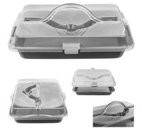 KADAX Moule à gâteau rectangulaire en acier avec couvercle et revêtement anti-adhésif pour gâteau, pain grillé, cheesecake, brownie, moule à cake (32,5 x 22,5 x 5 cm)