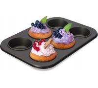 KADAX Moule à muffins, 27 x 19 Plaque à pâtisserie, Moule à pâtisserie anti-adhésif en tôle, Plaque à muffins à 6 compartiments