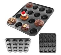 KADAX Moule à muffins 40 x 34 x 4 cm, moule en acier pour 16 muffins, grandes courbes, répartition optimale de la chaleur, non inflammable, plaque de cuisson pour pâtisseries sucrées
