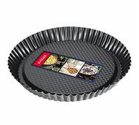 KADAX Moule à tartelette en tôle galvanisée et antiadhésive, 3 tailles, moule à tarte aux fruits, rond (diamètre 28 cm, noir)