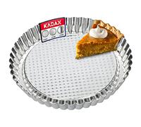KADAX Moule à tartelette en tôle galvanisée et antiadhésive, 3 tailles, moule à tarte aux fruits, rond, diamètre 22 cm, argenté