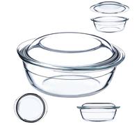 KADAX Moule résistant à la chaleur de 2,2 l avec couvercle, petit, rond, verre pour la cuisson
