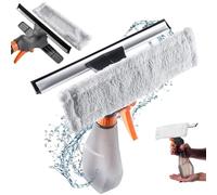 KADAX Nettoyeur de vitres avec bouteille de rinçage, nettoyeur de vitres compact avec tampon en microfibre, balai pulvérisateur pour nettoyer les fenêtres, lave-vitres, aspirateur de vitres (250 ml)