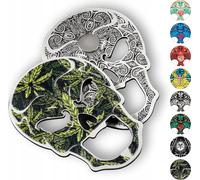 KADAX ouvre-bouteille "Mezel", décapsuleur, design crâne, ouvre-bière en métal, noir et vert en feuilles, 10 cm
