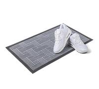 KADAX Paillasson d'entrée en polyester robuste avec côté en caoutchouc, résistant à la saleté en 6 motifs différents au choix, rectangulaire 75 x 45 cm, gris