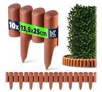 KADAX Palissade de jardin en plastique, pour fleurs, bordure de pelouse décorative, bordure de parterre avec piquet de sol, type de poteau en bois (terre cuite, 2,5 m)