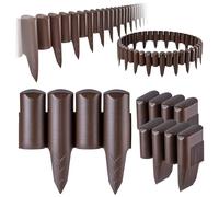 KADAX Palissade de jardin en plastique pour fleurs - Bordure de pelouse décorative - Bordure de parterre avec piquet de sol - Type de piquet en bois - Bordure de parterre (marron - 5 m)