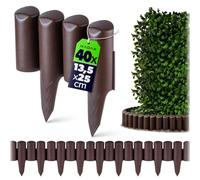 KADAX Palissade de jardin en plastique, pour fleurs, bordure de pelouse décorative, bordure de parterre avec piquet de sol, type de poteau en bois, bordure de parterre (marron - 10 m)