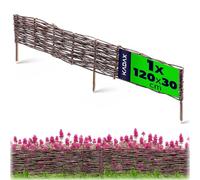 KADAX Palissades en Osier Naturel pour Jardin, Clôtures Décoratives pour Délimiter, Orner et Sublimer Votre Espace Exterieur (120 x 30 cm, 1 Pièce)