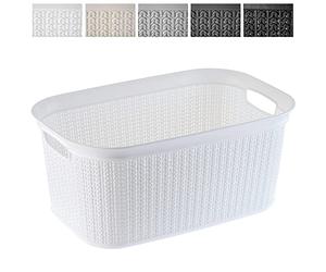 KADAX Panier à Linge de 27L, Bac à Linge en Plastique avec Poignées pour un Transport Facile, Grand Corbeille à Linge Sale pour Salle de Bain et Buanderie (Blanc)