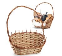 KADAX Panier cadeau, panier universel, en osier avec anse de qualité supérieure, panier à bouteilles, panier à bonbons, panier de rangement tressé, panier de présentation (naturel, petit)