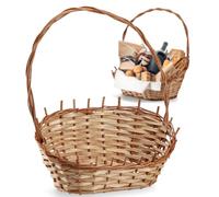 KADAX Panier cadeau, panier universel, en osier avec anse de qualité supérieure, panier à bouteilles, panier à bonbons, panier de rangement tressé, panier de présentation (naturel, moyen)
