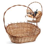 KADAX Panier cadeau, panier universel, en osier, panier à anses de qualité supérieure, panier à bouteilles, panier à bonbons, panier de rangement tressé, panier de présentation (naturel, grand)