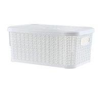 KADAX Panier de Rangement avec Couvercle, 6L, boîte de Rangement en Plastique, Panier rectangulaire pour Rangement, Salle de Bain, Cuisine, Chambre d'enfant, récipient de Rangement (Blanc)
