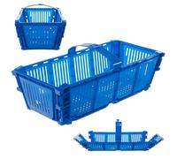 KADAX Panier de récolte, en plastique, 40 x 18 x 11,5 cm, pliable, avec poignée, pour cueillir les fruits, rectangulaire, bleu