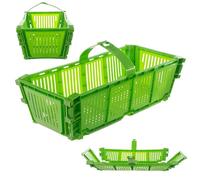 KADAX Panier de récolte, en plastique, 40 x 18 x 11,5 cm, pliable, avec poignée, pour cueillir les fruits, rectangulaire, vert