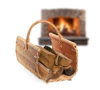 KADAX Panier de transport en bois, panier à bûches de cheminée, en osier, décoratif, avec poignée de transport, couleur naturelle pour bois, 40 x 50 x 35 cm