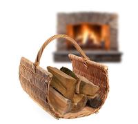 KADAX Panier de transport en bois, panier à bûches de cheminée, en osier, décoratif, avec poignée de transport, couleur naturelle pour bois, 46 x 60 x 40 cm
