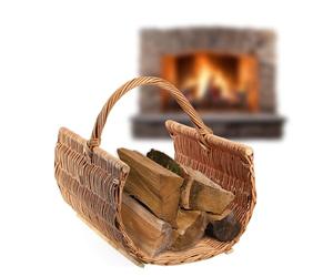 KADAX Panier de transport en bois, panier à bûches de cheminée, en osier, décoratif, avec poignée de transport, couleur naturelle pour bois, 46 x 60 x 40 cm
