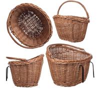 KADAX Panier de vélo avant en osier robuste, panier de guidon avec poignée de transport et crochet en acier, panier classique en osier pour guidon, grand panier pour vélo (marron)