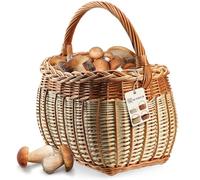KADAX Panier en osier pour champignons, ovale, robuste, avec poignée de poignée, pour le jardin, le transport, 31 x 26 x 41 cm