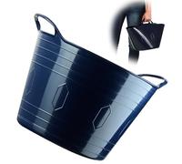 KADAX Panier en plastique flexible avec poignées, panier à linge multifonction pour jouets multi-usages, rangement rond pour vêtements, panier universel (bleu marine, 15 L)